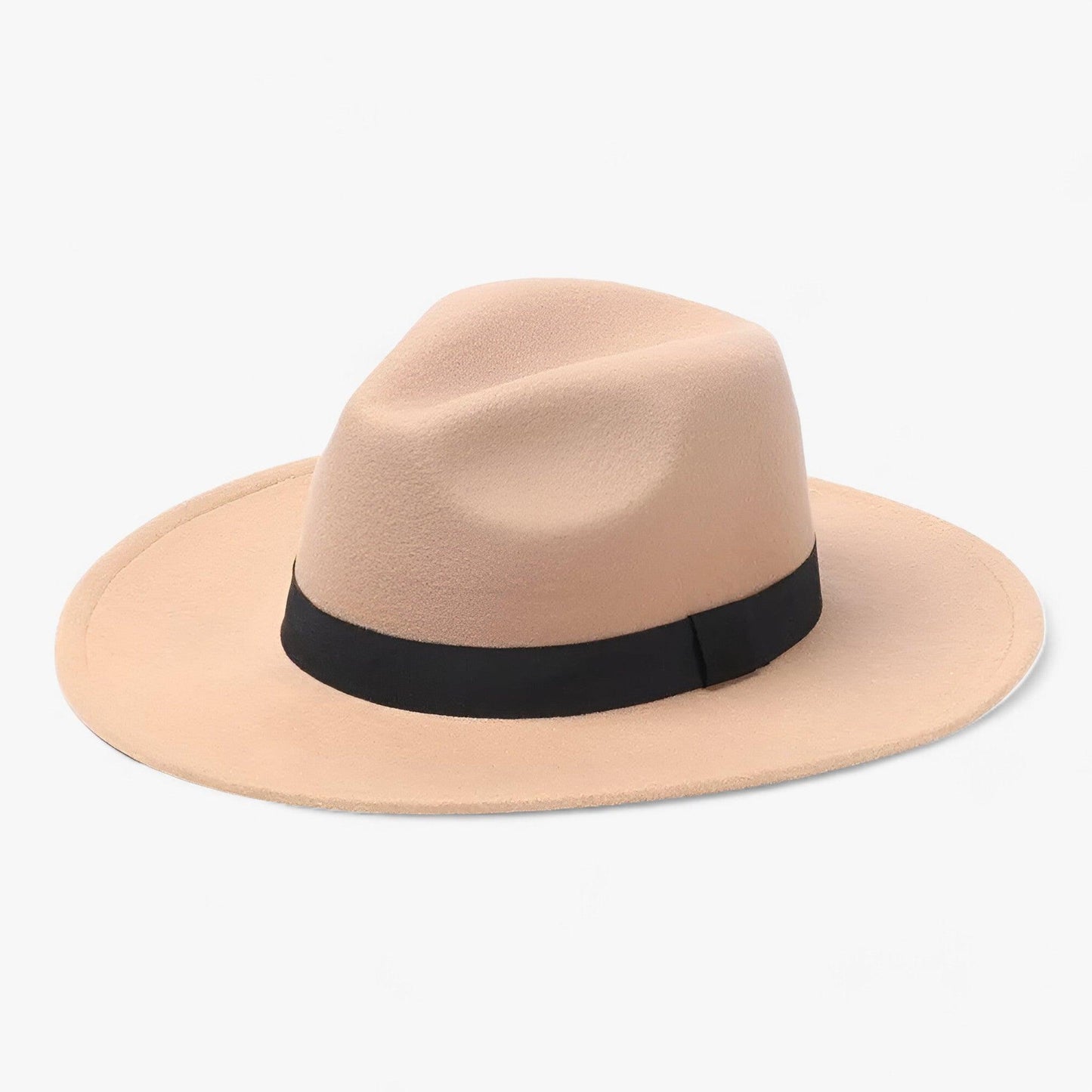 Unisex Fedora | Vintage | Einfarbig | Wollfilz | Elastisches Band-Beige-Luzern Mode