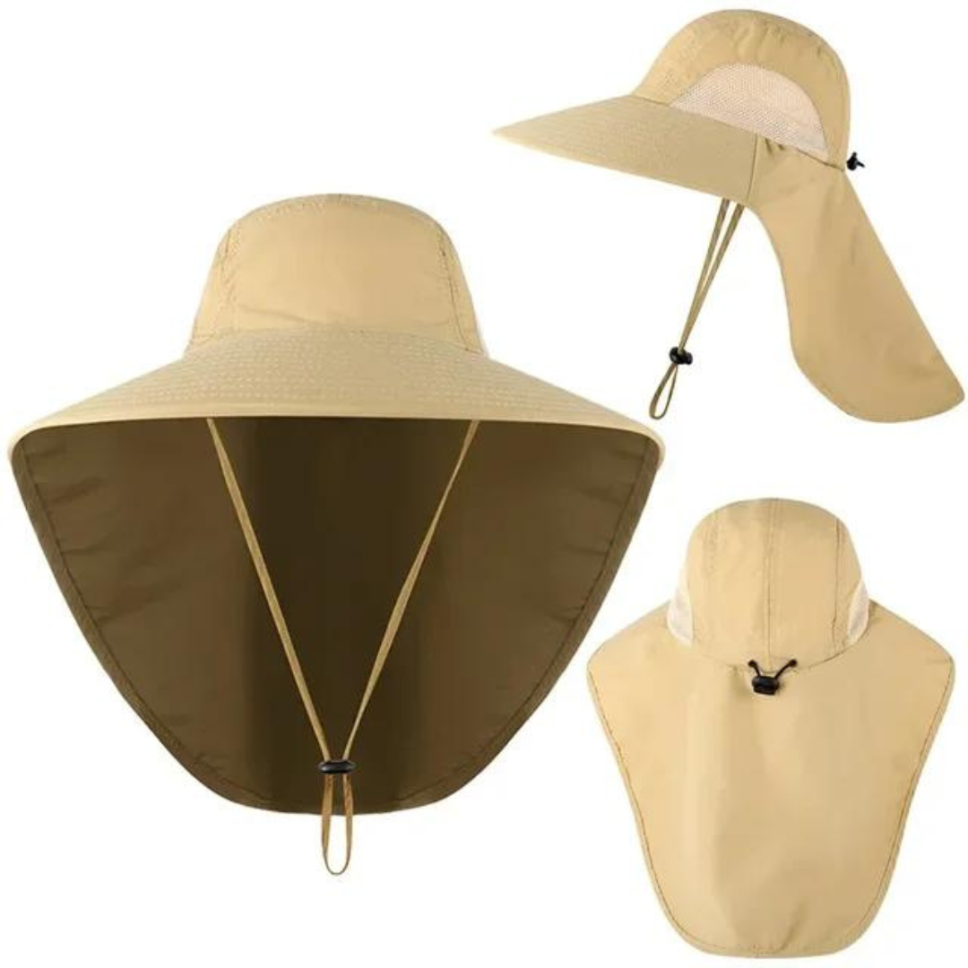 UV-Schutz | atmungsaktives Mesh | verstellbare Passform | Kordelzug | 54–60 cm-Beige-Luzern Mode