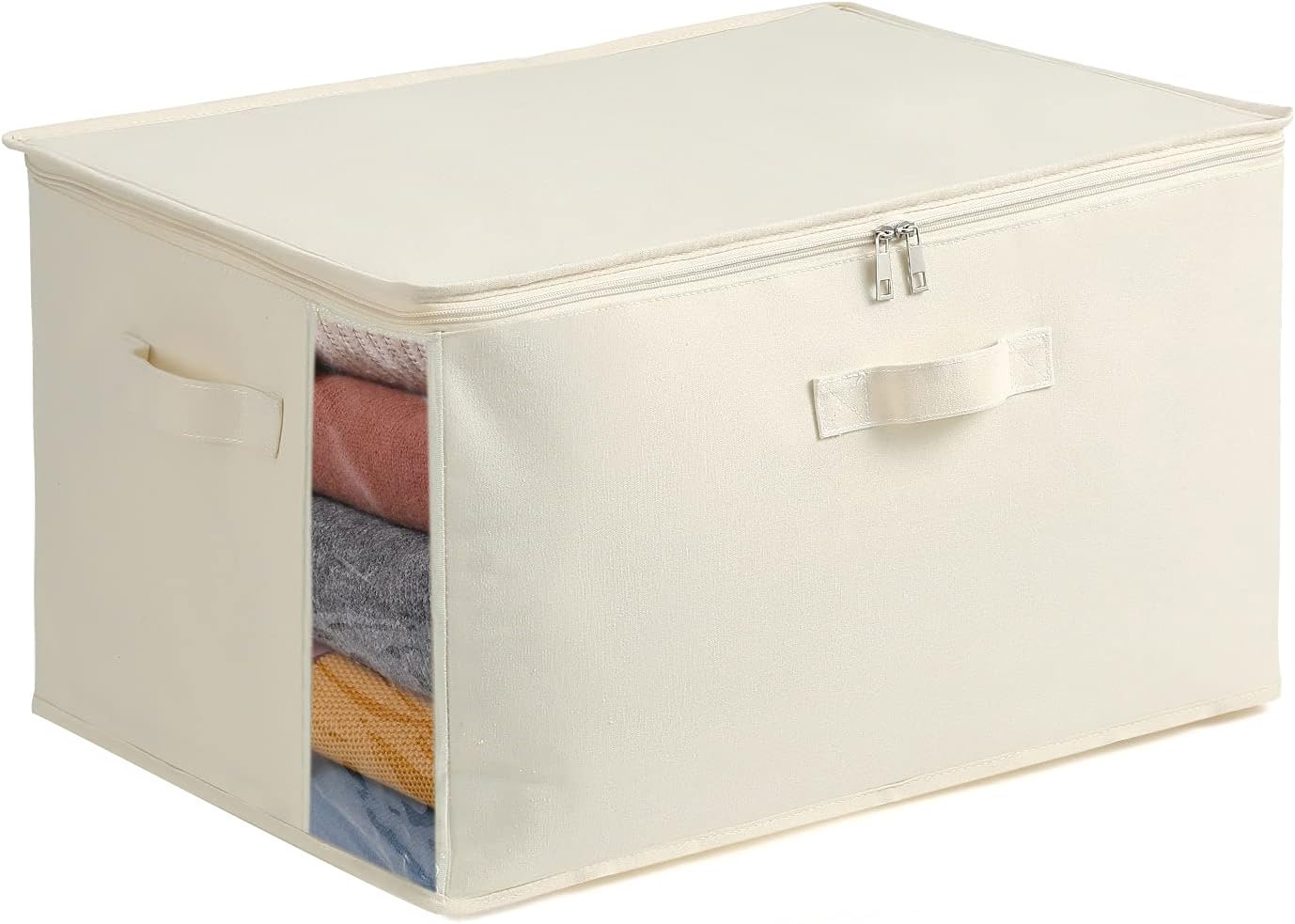 Canvas Kleideraufbewahrungs-Organizer Set – Doppelte Reißverschlusstasche mit Griffen und Sichtfenster