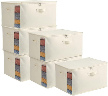 Canvas Kleideraufbewahrungs-Organizer Set – Doppelte Reißverschlusstasche mit Griffen und Sichtfenster