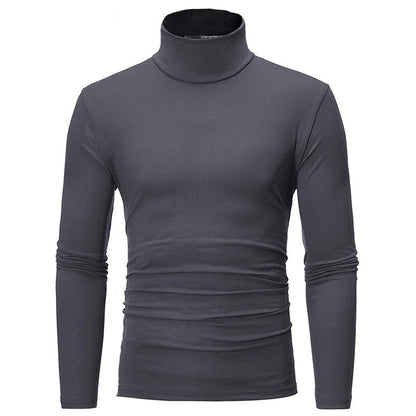 Dunkelgraues Langarmshirt mit Stehkragen in der Frontansicht, eng anliegend geschnitten 3