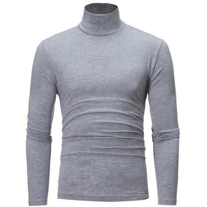 Hellgraues, melierte Langarmshirt mit Stehkragen in der Frontansicht 4