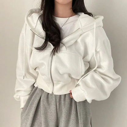 Damen Weste kurz geschnitten mit Kapuze und Oversized Passform – Rinette