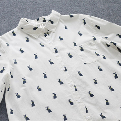 Hasenprint Shirtkleid Damen | Süß & bequem | Freizeit | Sommer | Knopfleiste-Luzern Mode