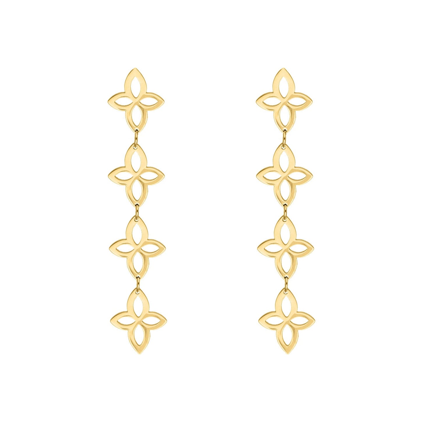 Goldene Vintage-Blumenohrringe, hängend, elegantes Design, Modeschmuck, Damenaccessoire.