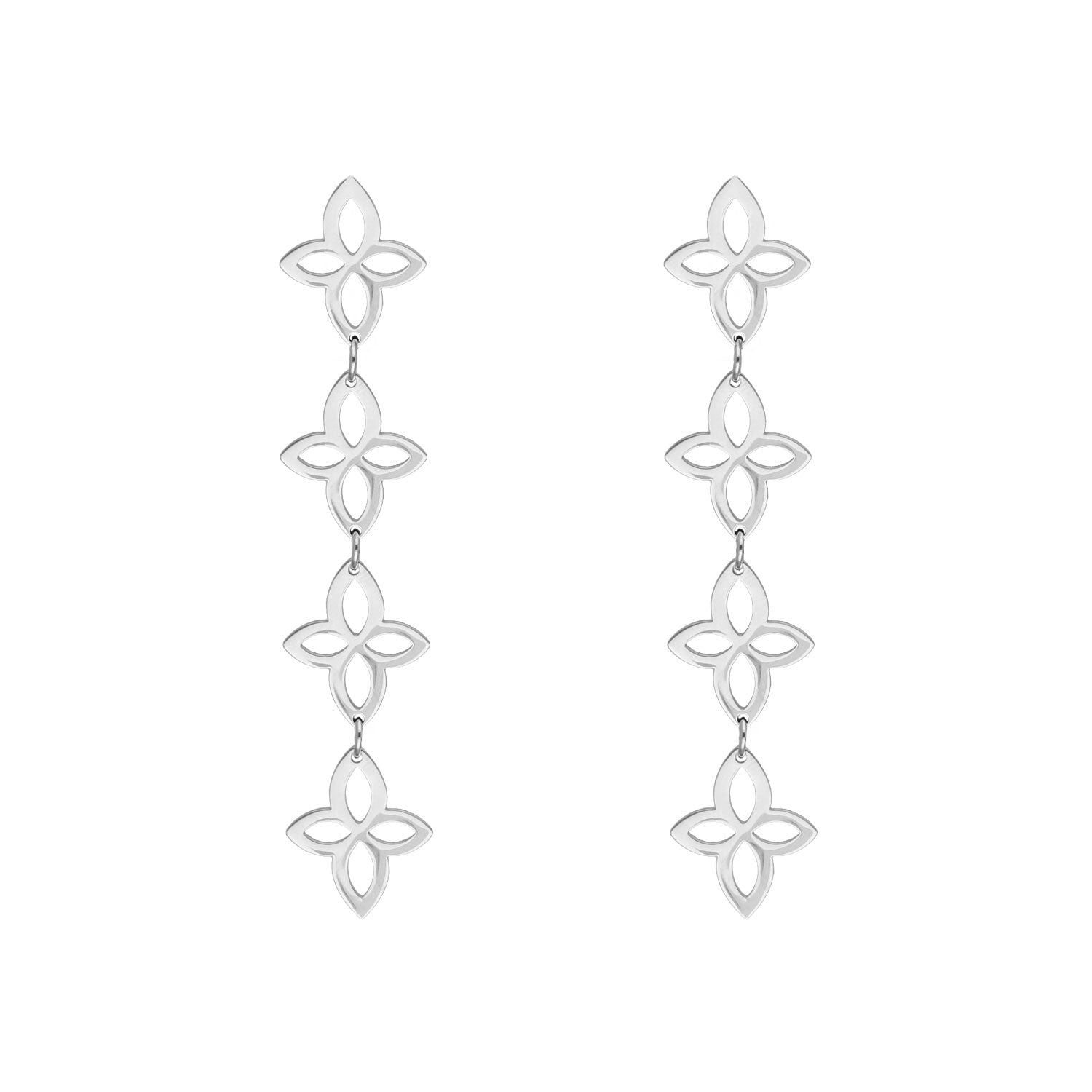 Vintage Blumen-Ohrringe Silber, eleganter Schmuck, florales Design, modisch, Damenaccessoire.