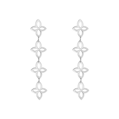 Vintage Blumen-Ohrringe Silber, eleganter Schmuck, florales Design, modisch, Damenaccessoire.