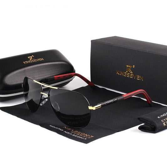 Herren Sonnenbrille | Vintage | UV-Schutz | Polarisiert | Robust-Gold Schwarz-Luzern Mode