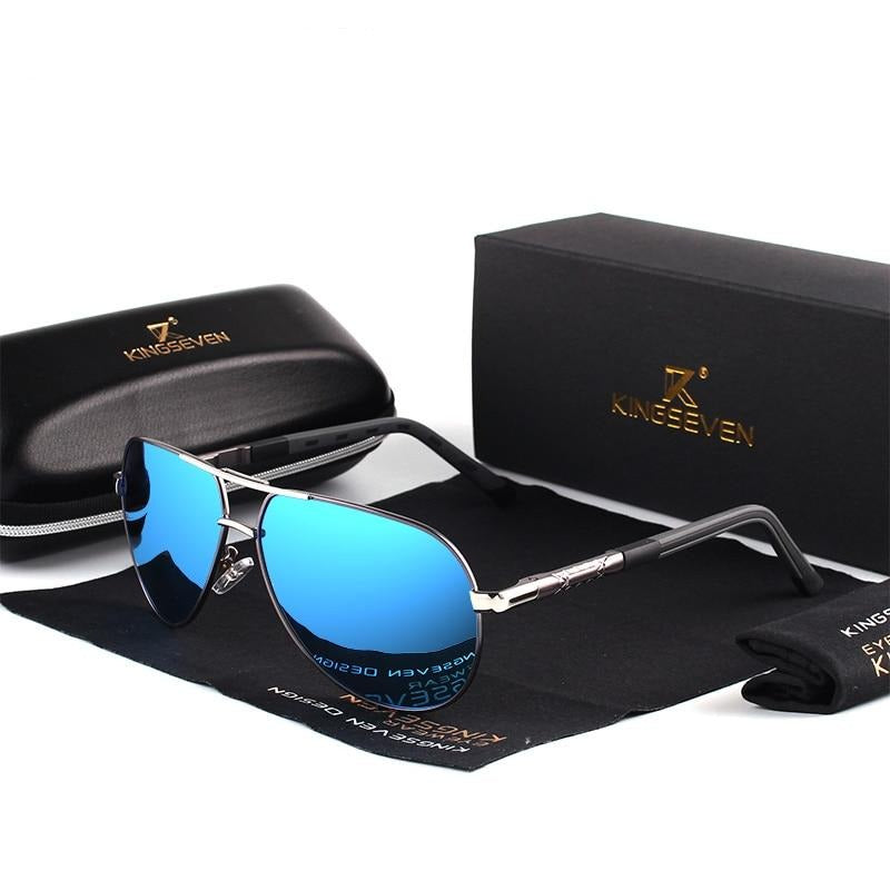 Herren Sonnenbrille | Vintage | UV-Schutz | Polarisiert | Robust-Grau Blau-Luzern Mode