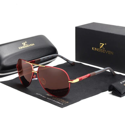 Herren Sonnenbrille | Vintage | UV-Schutz | Polarisiert | Robust-Rot Braun-Luzern Mode