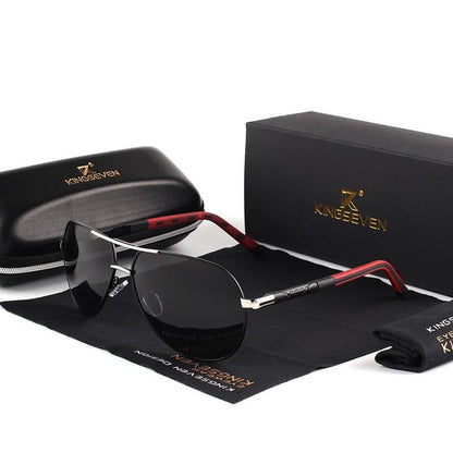 Herren Sonnenbrille | Vintage | UV-Schutz | Polarisiert | Robust-Silber Schwarz-Luzern Mode
