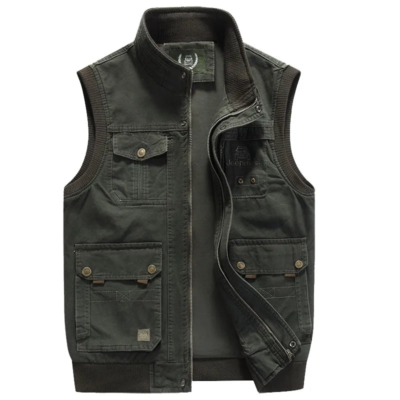 Herren Outdoor-Weste | Praktische Taschen | Reißverschluss | Ärmellos-Grün-XS-Luzern Mode