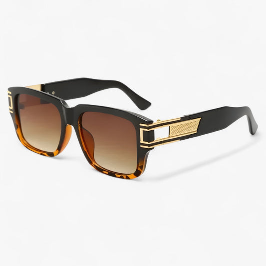 Sonnebrille | Eckig | Retro | Kunststoffrahmen | Unisex | UV400-Schwarz Leopard-Luzern Mode