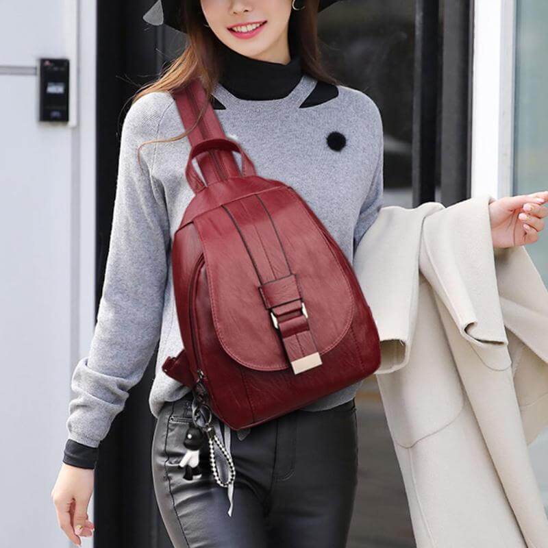 Premium wasserdichter Lederrucksack für Damen