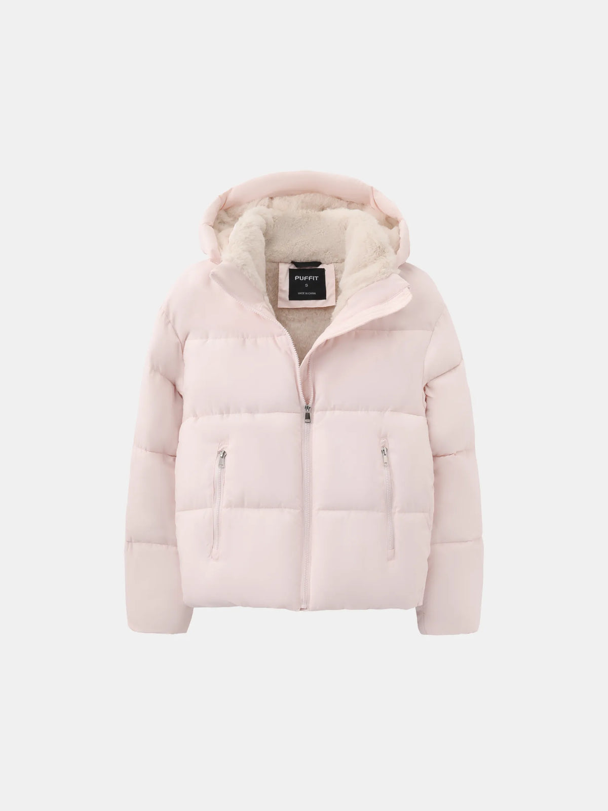 Freisteller der rosa Jacke mit Kapuze, Fleecefutter und zwei Reißverschlusstaschen 9
