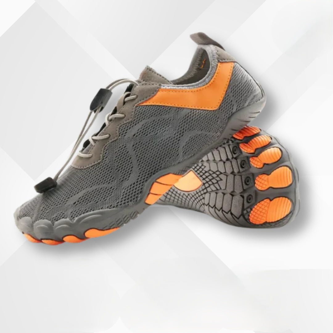 Barfuß-Schuhe | Sportlich | Unisex | Wasserdicht | Schnürverschluss-Dunkelgrau-Orange-35-Luzern Mode