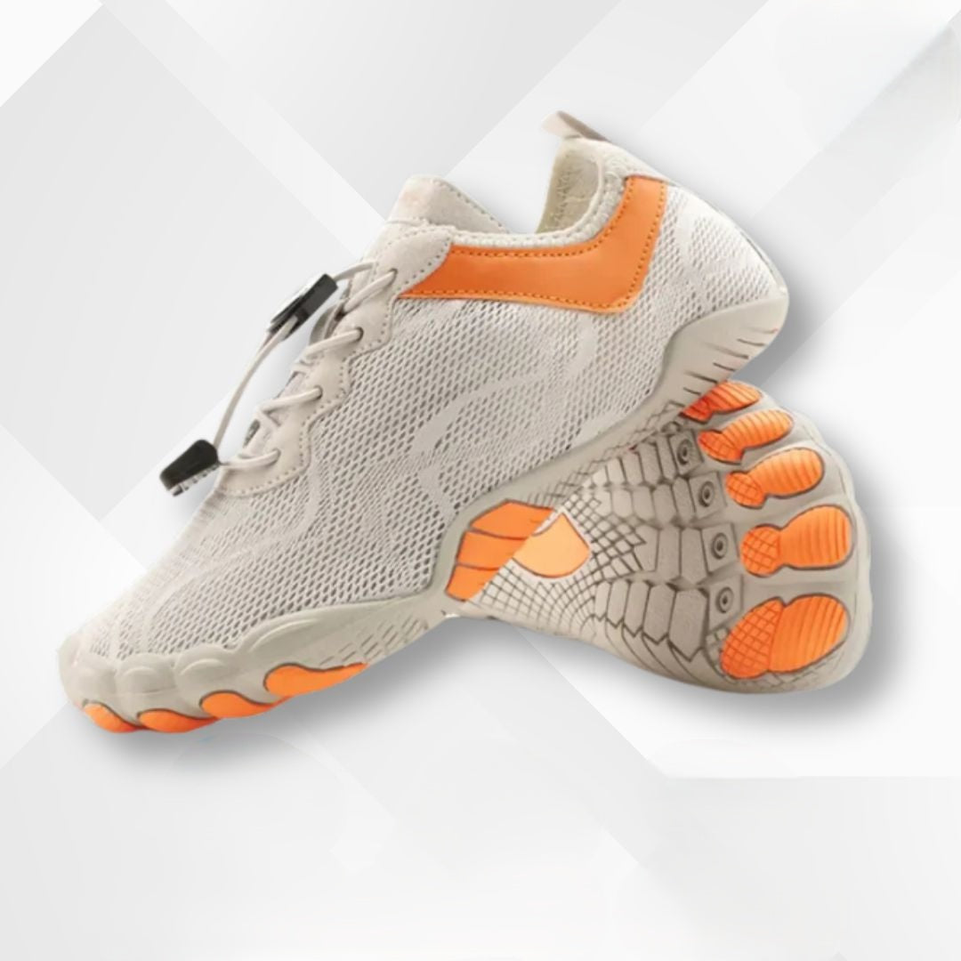 Barfuß-Schuhe | Sportlich | Unisex | Wasserdicht | Schnürverschluss-Hellgrau-Orange-35-Luzern Mode