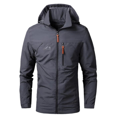 Herrenjacke | Winddicht | Wasserfest | Reißverschluss | Taschen -Grau-S-Luzern Mode