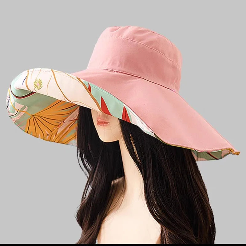 Sommer Sonnenhut Damen | Wendbar | Baumwolle | UV Schutz | Breite Krempe | 56–60 cm-Luzern Mode