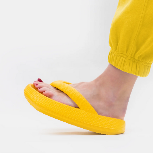 Flip Flops | Unisex | EVA-Schaum | Einfarbig | Schmerzlindernd -Geel-36-37-Luzern Mode