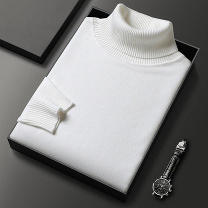 Men's Cashmere Blend Turtleneck Sweater with Ribbed Finish 6