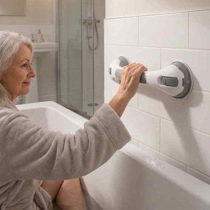 Suction Shower Grab Bar, No-Drill Bathroom Safety Handle, 15.7 in 8