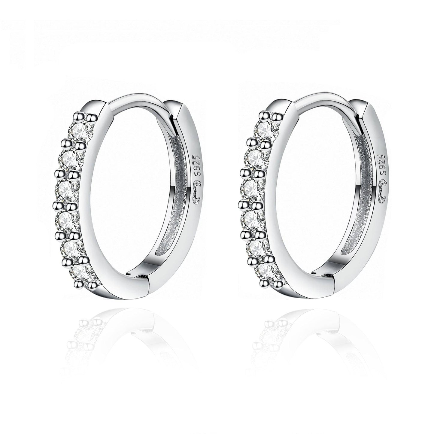 Silberne Zirkon-Ohrringe, kreisförmig, 925 Sterling Silber, eleganter Schmuck für Damen.
