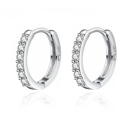 Silberne Zirkon-Ohrringe, kreisförmig, 925 Sterling Silber, eleganter Schmuck für Damen.