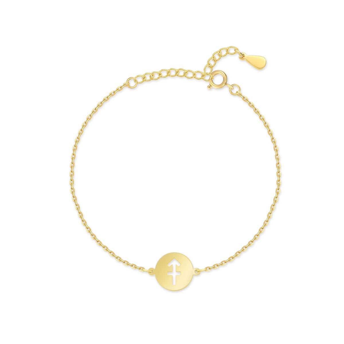 Goldenes Zodiak-Armband mit Schütze-Symbol, verstellbare Kette, eleganter Schmuck.