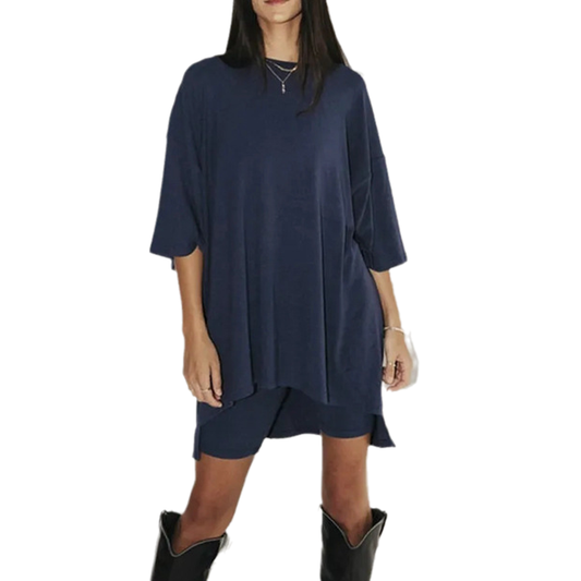 Weiches Lounge-Set | lockere Passform | elastischer Bund | atmungsaktiv | mit Taschen-Blau-S-Luzern Mode