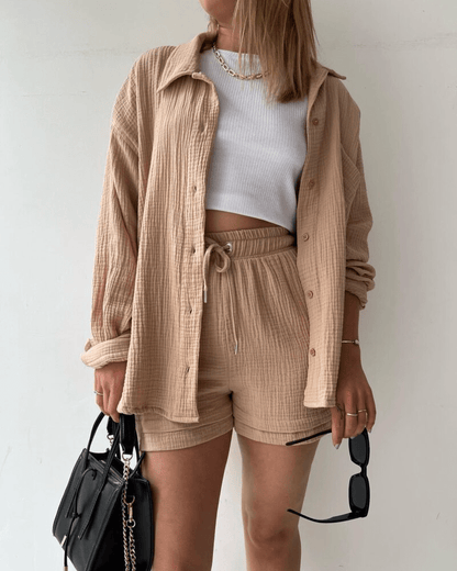 Zweiteiler Damen Sommer | Set mit Hemd und Hose | Luftig | Bequem | Stilvoll-Luzern Mode