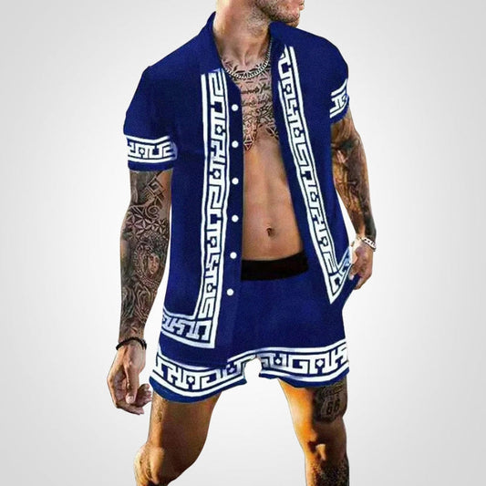 Zweiteiler Herren Sommer | Print Set Shirt Shorts | Bequem auffällig | Freizeit-A-S-Luzern Mode
