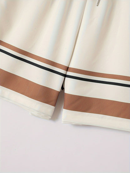 Kurzarmhemd mit Knopfleiste | gestreifte Shorts | leichtes Sommer Set Herren-Luzern Mode