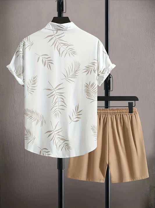 Herren Sommer Set | zweiteilig Shirt Shorts | tropischer Print | bequem lässig-Luzern Mode