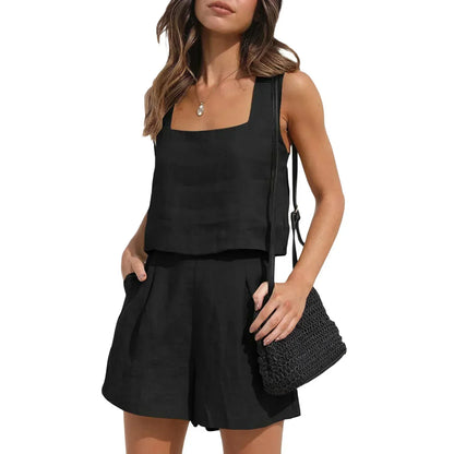 Trendiges Sommer-Zweiteiler Outfit | Stilvolle Jacke & Shorts | Damen Look-Schwarz-S-Luzern Mode