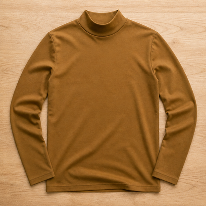 Men's Slim Fit Long Sleeve Tee with Foldable High Neck Collar 9