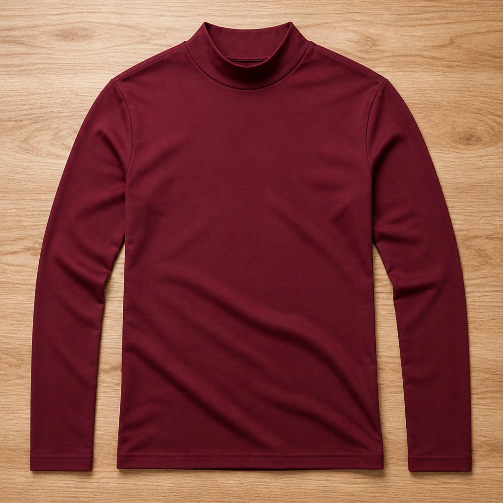 Men's Slim Fit Long Sleeve Tee with Foldable High Neck Collar 11