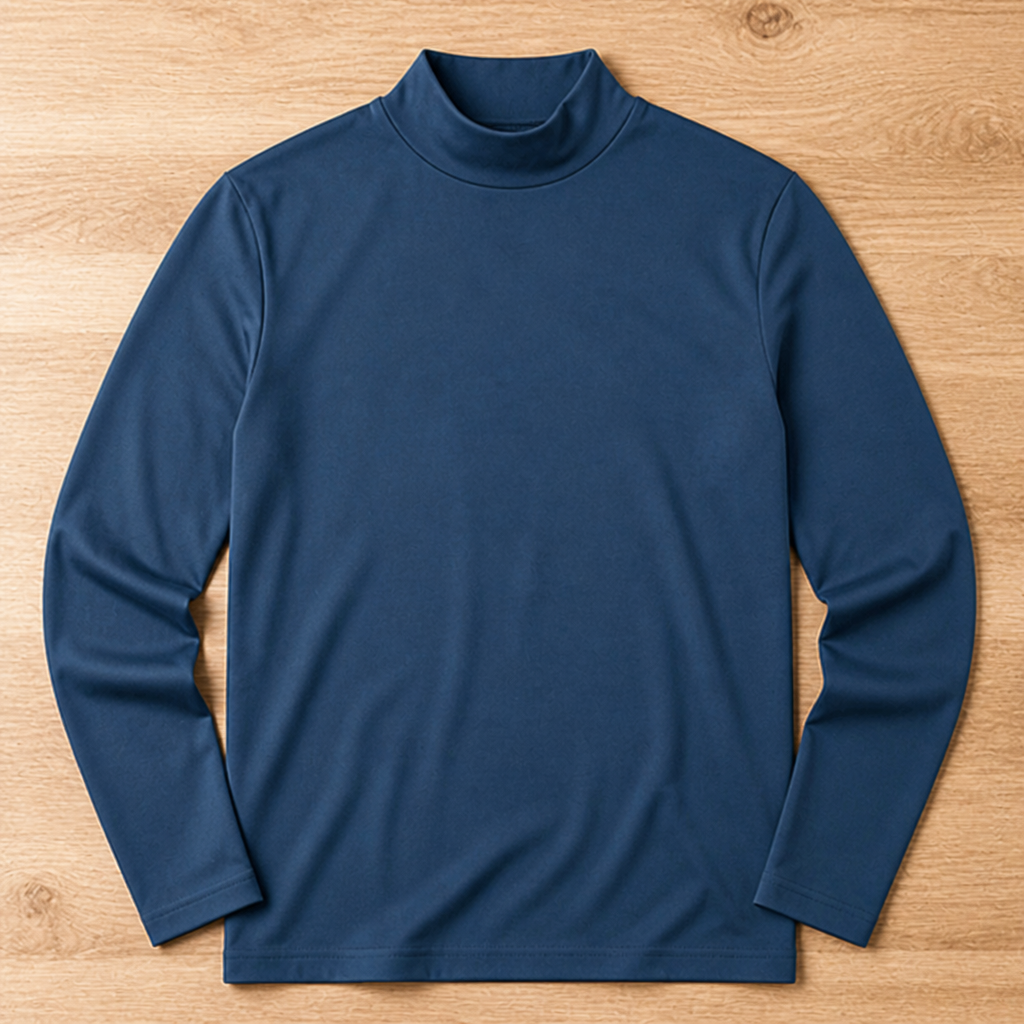 Men's Slim Fit Long Sleeve Tee with Foldable High Neck Collar 12