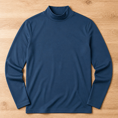 Men's Slim Fit Long Sleeve Tee with Foldable High Neck Collar 12